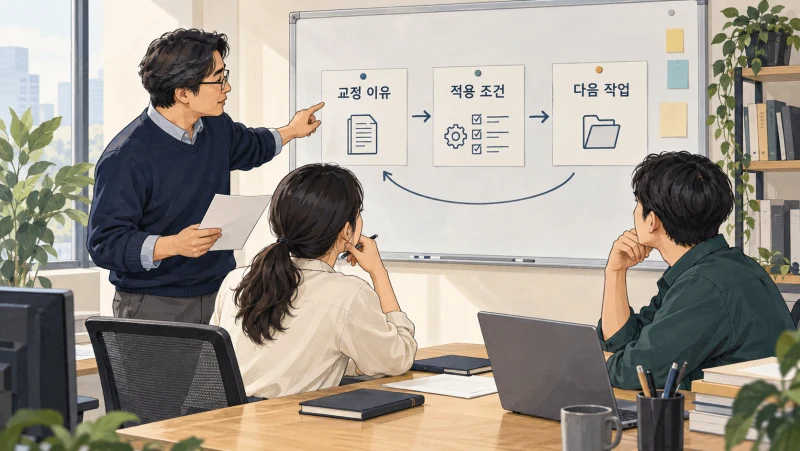 현업의 교정 이유와 적용 조건을 정리해 다음 업무에 활용하는 동료들