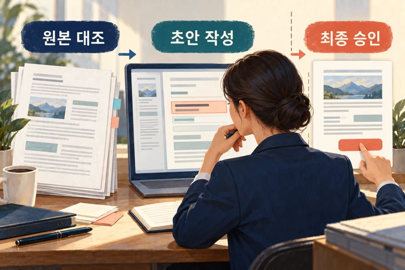 원본을 대조해 초안을 작성하고 사람이 최종 승인하는 업무 경계