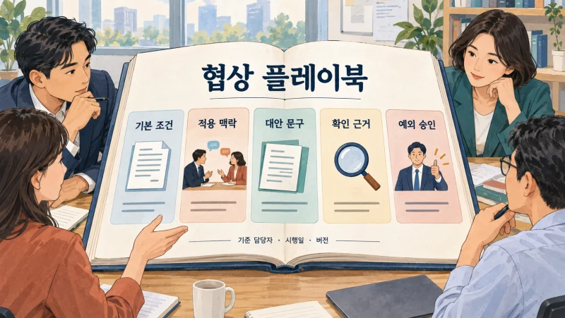 협상 플레이북에 담을 기본 조건과 맥락·대안·근거·승인