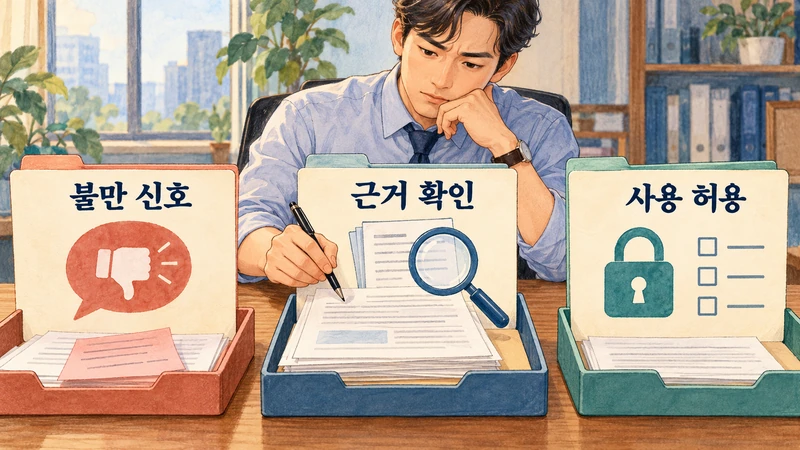 불만 신호와 근거 확인, 데이터 사용 허용을 서로 다른 기록으로 검토하는 담당자
