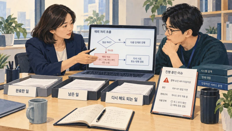 완료한 일과 남은 일, 다시 실행할 수 있는 일을 구분하는 현업과 개발자