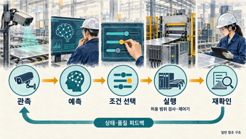 관측·예측·조건 선택·실행·재확인을 연결하는 제조 AX 참조 흐름
