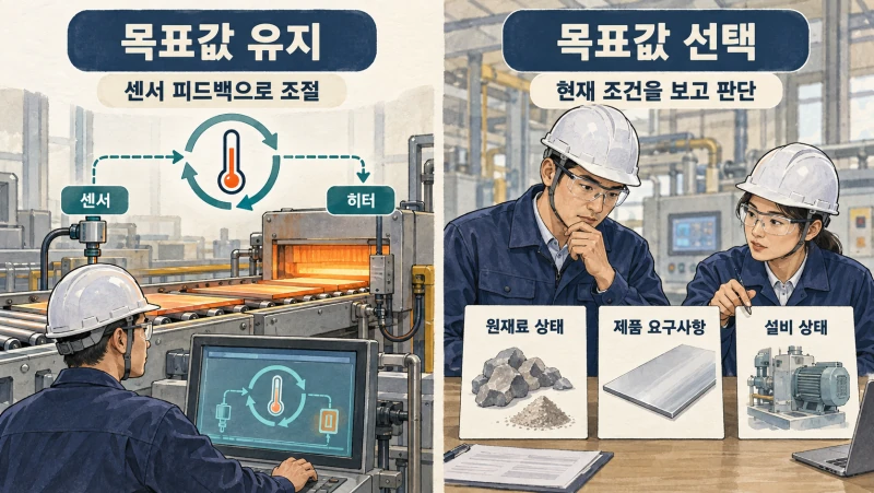 목표값을 유지하는 자동제어와 상황에 맞는 목표값을 선택하는 판단의 차이