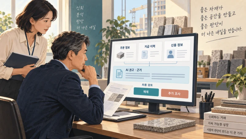 주문·지급·신용 정보를 바탕으로 AI의 보류 해제 권고와 근거를 검토하는 업무 예시