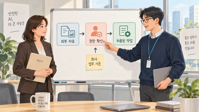 현업 담당자와 엔지니어가 회사 업무 기준을 권한 확인 절차에 반영하는 모습