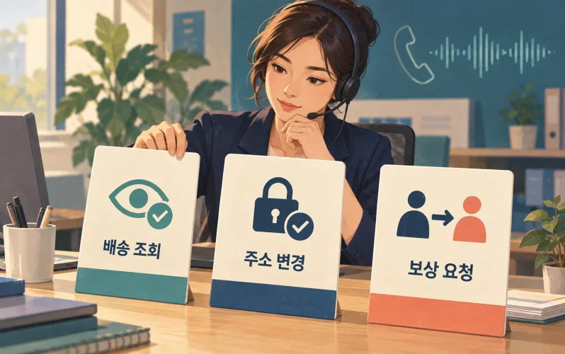 배송 조회와 주소 변경, 보상 요청을 권한과 인계 기준에 따라 구분하는 업무 예시